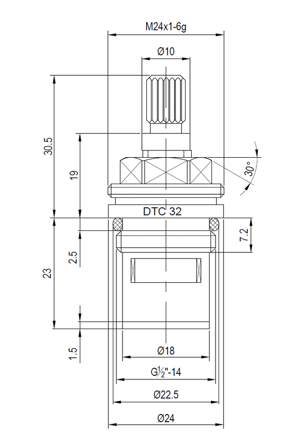 COMPACT 1/4 TURN CERAMIC DISC VALE - HOT VALVE ONLY